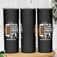 Christian Football Skinny Tumbler I Can Do All Things Through Christ Bible Verse - Wonder Print Shop