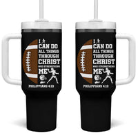 Christian Football Tumbler With Handle I Can Do All Things Through Christ Bible Verse - Wonder Print Shop