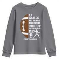 Christian Football Youth Sweatshirt I Can Do All Things Through Christ Bible Verse - Wonder Print Shop