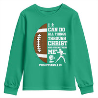 Christian Football Youth Sweatshirt I Can Do All Things Through Christ Bible Verse - Wonder Print Shop