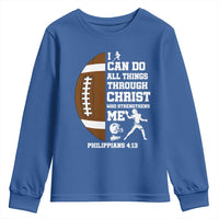 Christian Football Youth Sweatshirt I Can Do All Things Through Christ Bible Verse - Wonder Print Shop