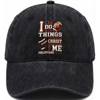 I Can Do All Things Through Christ Washed Cotton Baseball Cap Christian Football Athlete Gift