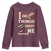 I Can Do All Things Through Christ Youth Sweatshirt Christian Football Athlete Gift - Wonder Print Shop