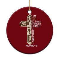 Christian Football Player Gift Ceramic Ornament God Gives Me Strength - Wonder Print Shop