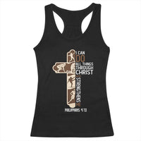 Christian Football Player Gift Racerback Tank Top God Gives Me Strength - Wonder Print Shop
