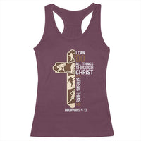 Christian Football Player Gift Racerback Tank Top God Gives Me Strength - Wonder Print Shop