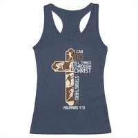 Christian Football Player Gift Racerback Tank Top God Gives Me Strength - Wonder Print Shop
