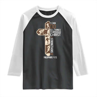 Christian Football Player Gift Raglan Shirt God Gives Me Strength - Wonder Print Shop