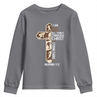 Christian Football Player Gift Youth Sweatshirt God Gives Me Strength - Wonder Print Shop