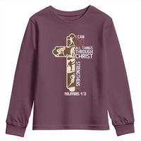 Christian Football Player Gift Youth Sweatshirt God Gives Me Strength - Wonder Print Shop