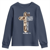 Christian Football Player Gift Youth Sweatshirt God Gives Me Strength - Wonder Print Shop