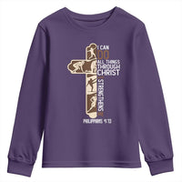 Christian Football Player Gift Youth Sweatshirt God Gives Me Strength - Wonder Print Shop