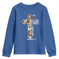 Christian Football Player Gift Youth Sweatshirt God Gives Me Strength - Wonder Print Shop