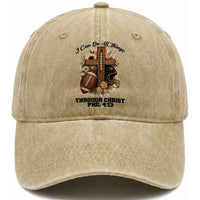 Christian Motivation Gift Washed Cotton Baseball Cap I Can Do All Things Through Christ Bible Verse