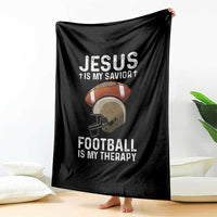 Jesus Is My Savior Football Is My Therapy Throw Blanket Christian Football Lover - Wonder Print Shop