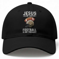 Jesus Is My Savior Football Is My Therapy Baseball Cap Christian Football Lover