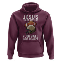Jesus Is My Savior Football Is My Therapy Hoodie Christian Football Lover - Wonder Print Shop