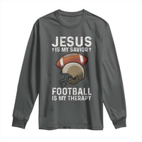 Jesus Is My Savior Football Is My Therapy Long Sleeve Shirt Christian Football Lover - Wonder Print Shop