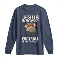 Jesus Is My Savior Football Is My Therapy Long Sleeve Shirt Christian Football Lover - Wonder Print Shop