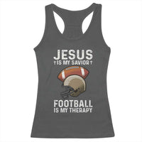 Jesus Is My Savior Football Is My Therapy Racerback Tank Top Christian Football Lover - Wonder Print Shop