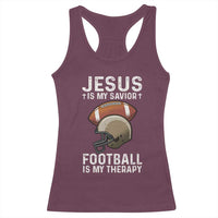 Jesus Is My Savior Football Is My Therapy Racerback Tank Top Christian Football Lover - Wonder Print Shop