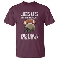 Jesus Is My Savior Football Is My Therapy T Shirt Christian Football Lover - Wonder Print Shop