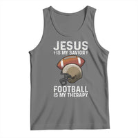Jesus Is My Savior Football Is My Therapy Tank Top Christian Football Lover - Wonder Print Shop