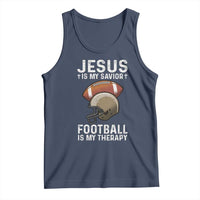 Jesus Is My Savior Football Is My Therapy Tank Top Christian Football Lover - Wonder Print Shop
