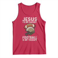 Jesus Is My Savior Football Is My Therapy Tank Top Christian Football Lover - Wonder Print Shop