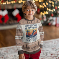 Jesus Is My Savior Football Is My Therapy Ugly Christmas Sweater Vintage Christian Football Fan Gift