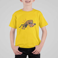 Funny Bengal Tiger Football T Shirt For Kid Game Day Jungle Spirit - Wonder Print Shop