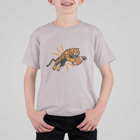 Funny Bengal Tiger Football T Shirt For Kid Game Day Jungle Spirit - Wonder Print Shop