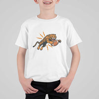 Funny Bengal Tiger Football T Shirt For Kid Game Day Jungle Spirit - Wonder Print Shop