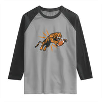 Funny Bengal Tiger Football Raglan Shirt Game Day Jungle Spirit - Wonder Print Shop