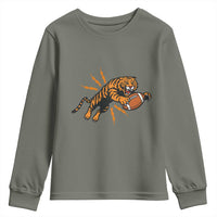 Funny Bengal Tiger Football Youth Sweatshirt Game Day Jungle Spirit - Wonder Print Shop