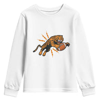 Funny Bengal Tiger Football Youth Sweatshirt Game Day Jungle Spirit - Wonder Print Shop