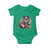 Funny Bengal Tiger With Helmet Baby Onesie Football Lover Gift - Wonder Print Shop
