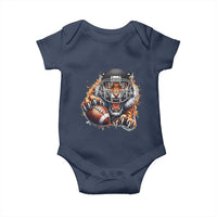 Funny Bengal Tiger With Helmet Baby Onesie Football Lover Gift - Wonder Print Shop