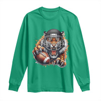 Funny Bengal Tiger With Helmet Long Sleeve Shirt Football Lover Gift - Wonder Print Shop