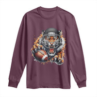 Funny Bengal Tiger With Helmet Long Sleeve Shirt Football Lover Gift - Wonder Print Shop