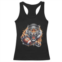 Funny Bengal Tiger With Helmet Racerback Tank Top Football Lover Gift - Wonder Print Shop