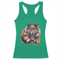 Funny Bengal Tiger With Helmet Racerback Tank Top Football Lover Gift - Wonder Print Shop