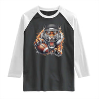 Funny Bengal Tiger With Helmet Raglan Shirt Football Lover Gift - Wonder Print Shop