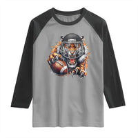 Funny Bengal Tiger With Helmet Raglan Shirt Football Lover Gift - Wonder Print Shop