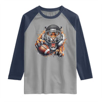 Funny Bengal Tiger With Helmet Raglan Shirt Football Lover Gift - Wonder Print Shop