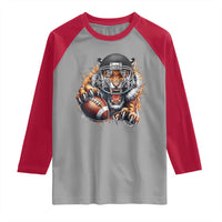 Funny Bengal Tiger With Helmet Raglan Shirt Football Lover Gift - Wonder Print Shop