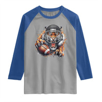Funny Bengal Tiger With Helmet Raglan Shirt Football Lover Gift - Wonder Print Shop