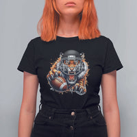 Funny Bengal Tiger With Helmet T Shirt For Women Football Lover Gift - Wonder Print Shop
