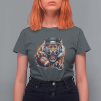 Funny Bengal Tiger With Helmet T Shirt For Women Football Lover Gift - Wonder Print Shop