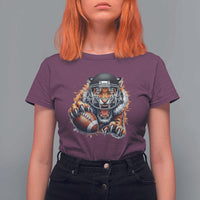 Funny Bengal Tiger With Helmet T Shirt For Women Football Lover Gift - Wonder Print Shop